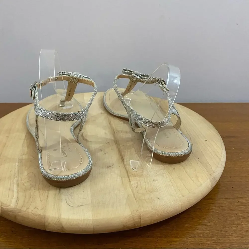 Kate Spade Andrea Women's Silver Bow Thong Sandals N6481 Size 9.5 Medium‎